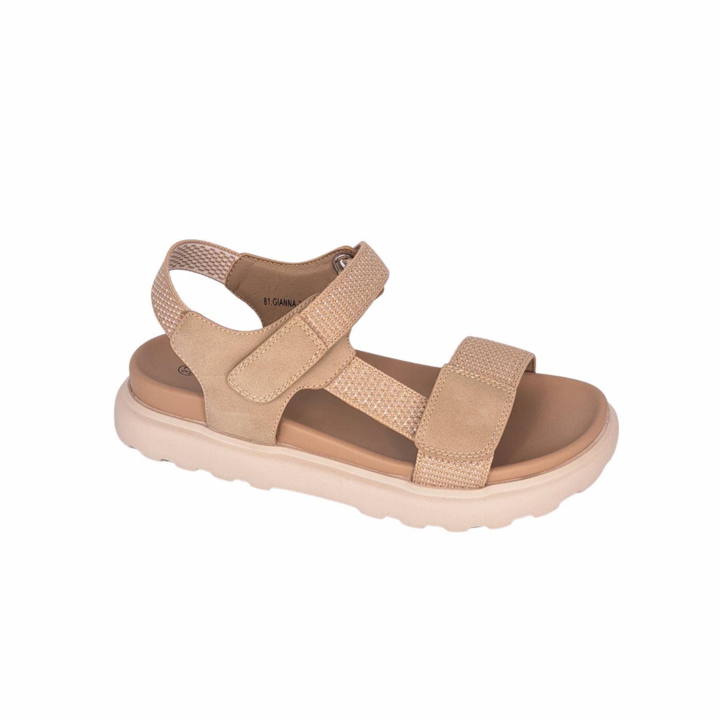 Γυναικείο Σανδάλι Flatform με Διπλό Velcro - Πούρο17