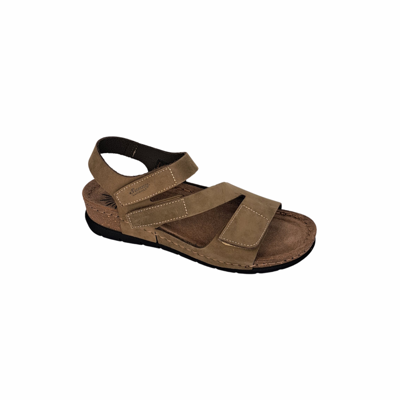 Sunny Δερμάτινα Ανατομικά Σανδάλια Τριπλό Velcro - Χακί/Λαδί115
