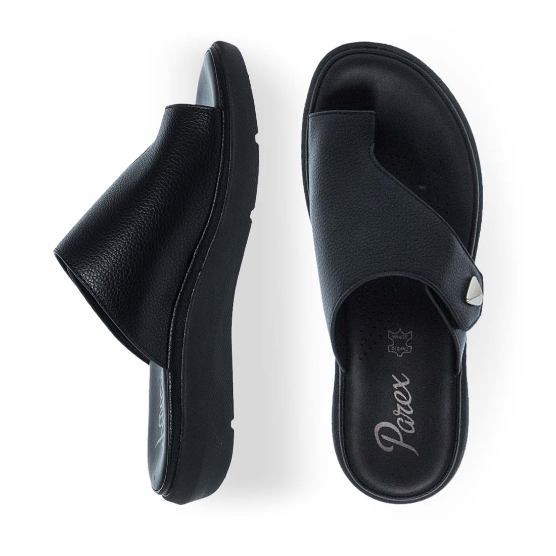 Parex Γυναικείο Δερμάτινο Ανατομικό Σανδάλι Platform Toe Ring - Μαύρο12133004.B_3