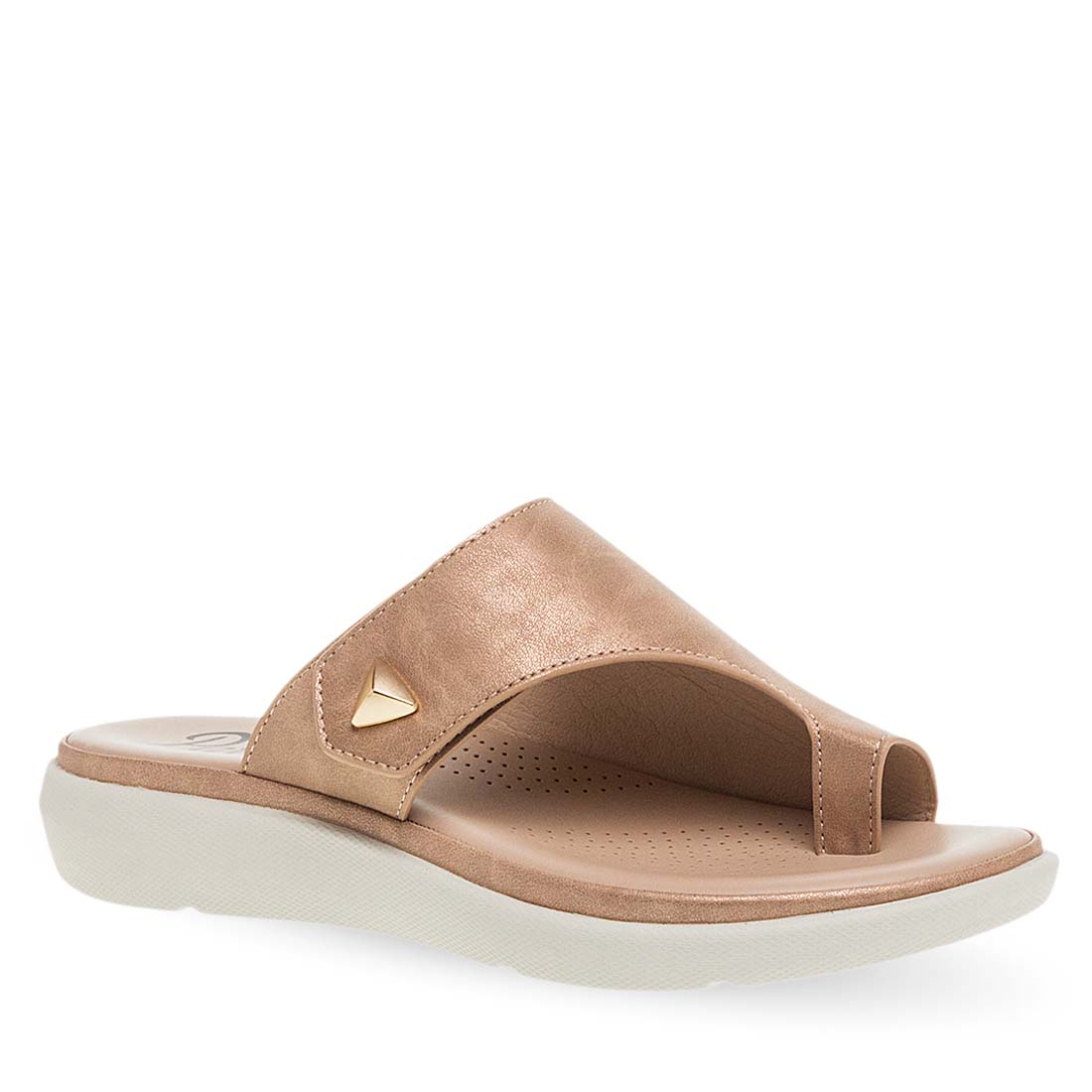 Parex Γυναικείο Δερμάτινο Ανατομικό Σανδάλι Platform Toe Ring - Μπεζ Metallic12133004.RG_1